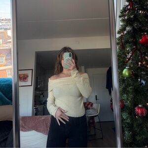 Urban Outfitters Off-Shoulder Sweater in Cream